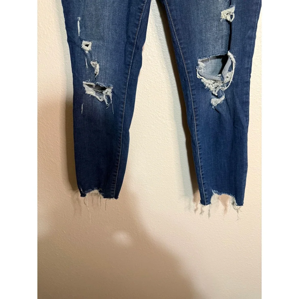 Aeropostale Womens‎ High Waisted Cropped Jeggings Distressed Medium Wash Size 10